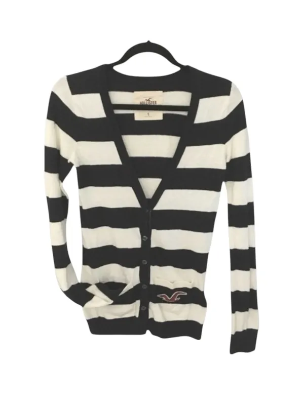 Hollister ★ Varsity Collegiate Rugby Stripe Cardigan Sweater ★ Navy White ★ S - Image 7