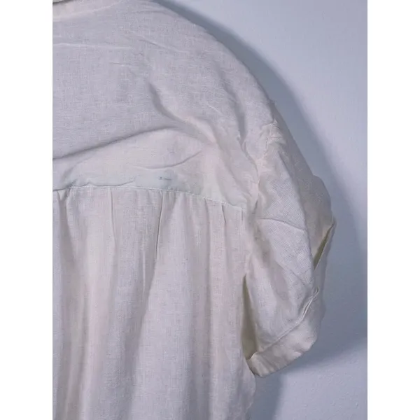 Sybilla Linen Blend Twist Front Crop Top Womens Size L White Minimalist Granola - Image 12