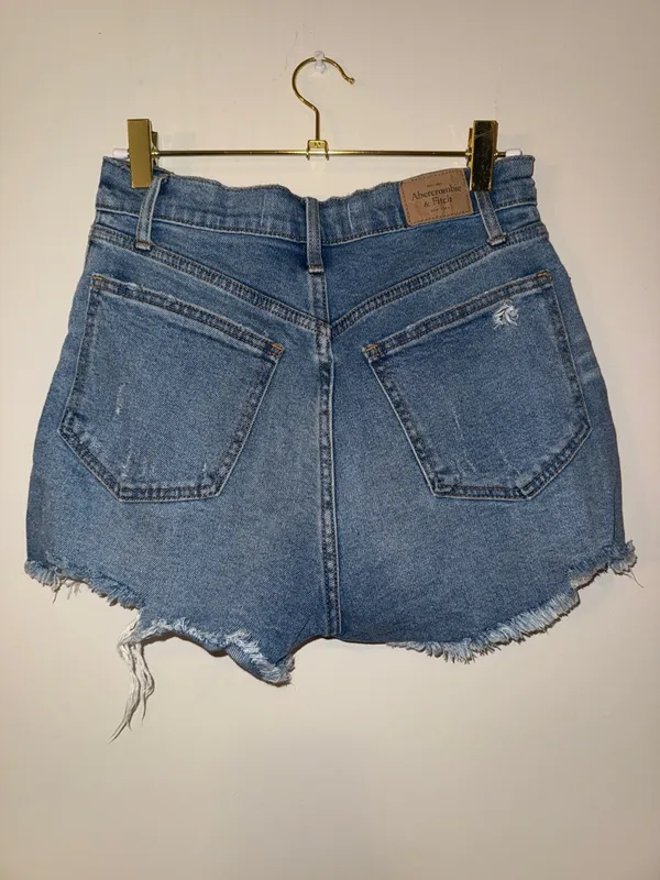 Abercrombie & Fitch‎ Cutoff High Rise Denim Jean Shorts distressed size 25 (0) - Image 6