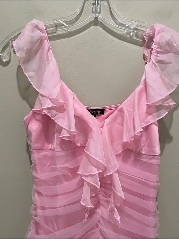 Generation Kiss Romantic Mini Dress Pink Ruched Ruffle Tulle Women’s Size Small - Image 8