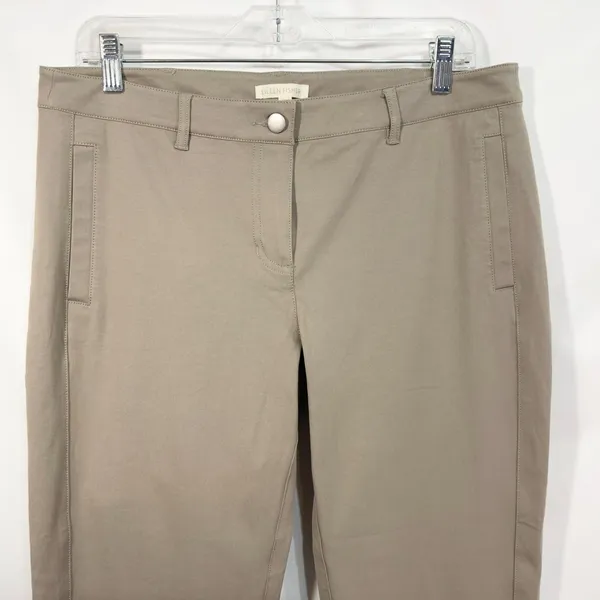 Eileen Fisher‎ Medium Pants Ankle Cropped Organic Cotton Blend Stretch 1621 - Image 3