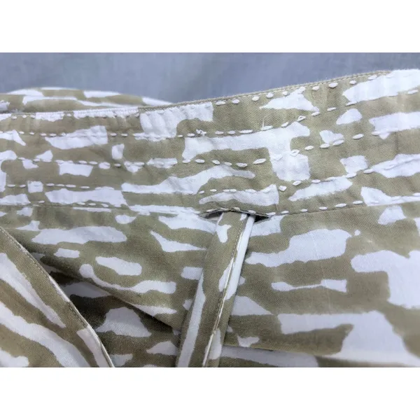 MIRTH‎ Olive Block Print Cotton Midi Dress Kantha Stitch Integrated Belt L - Image 6