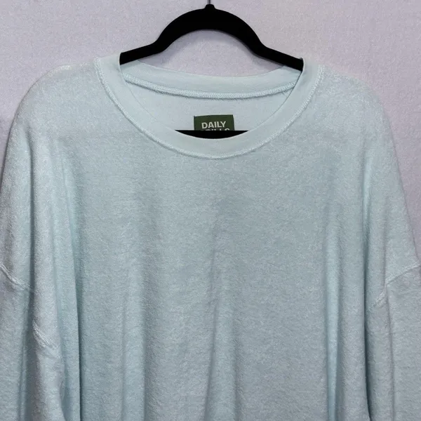 Daily Drills Oversized Crew Neck Terry Cloth Cozy Sweatshirt Surf Green Size M/L - Image 6