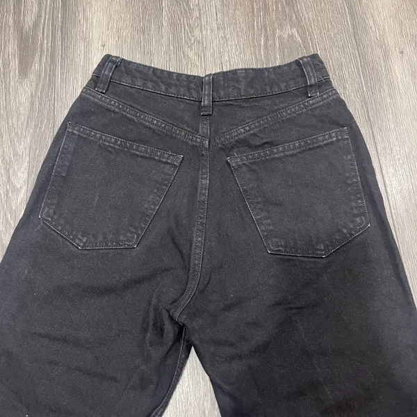 Womens Black Distressed Mom Jeans Size 2 - Image 4