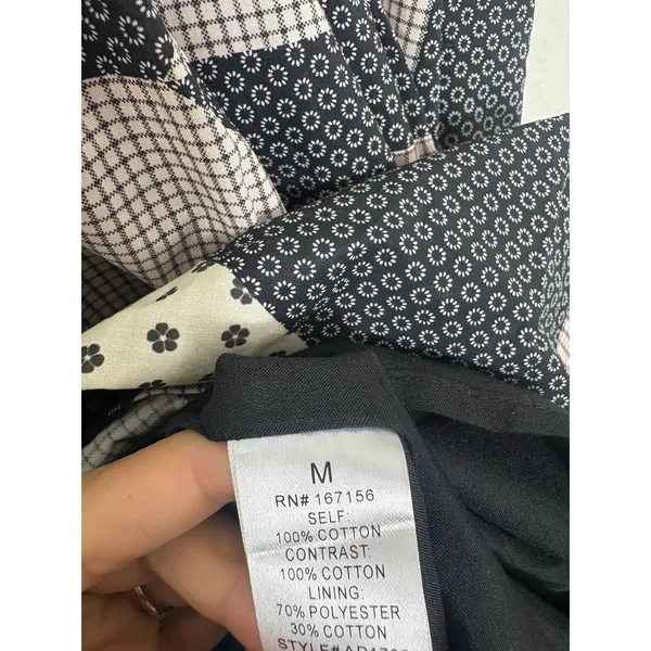 Bohme Brielle Patchwork Midi Dress Size Medium Puff Sleeve Check Plaid Boho - Image 7