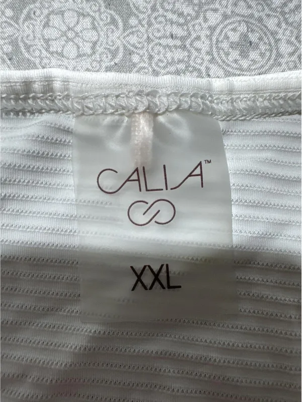 Calia Women's White Striped Racerback Athletic Tank Top XXL - Image 2