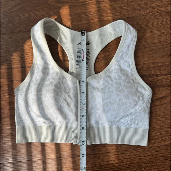 Avia Sports Bra Womens M Gray Leopard Front Zip Racerback Seamless - Image 7