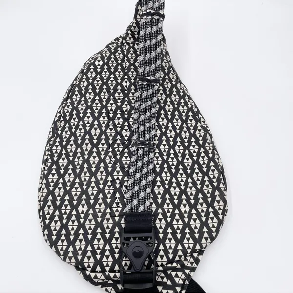 Kavu Rope Crossbody Bag Cotton Canvas Black White Geometric Aztec Travel Pack - Image 7