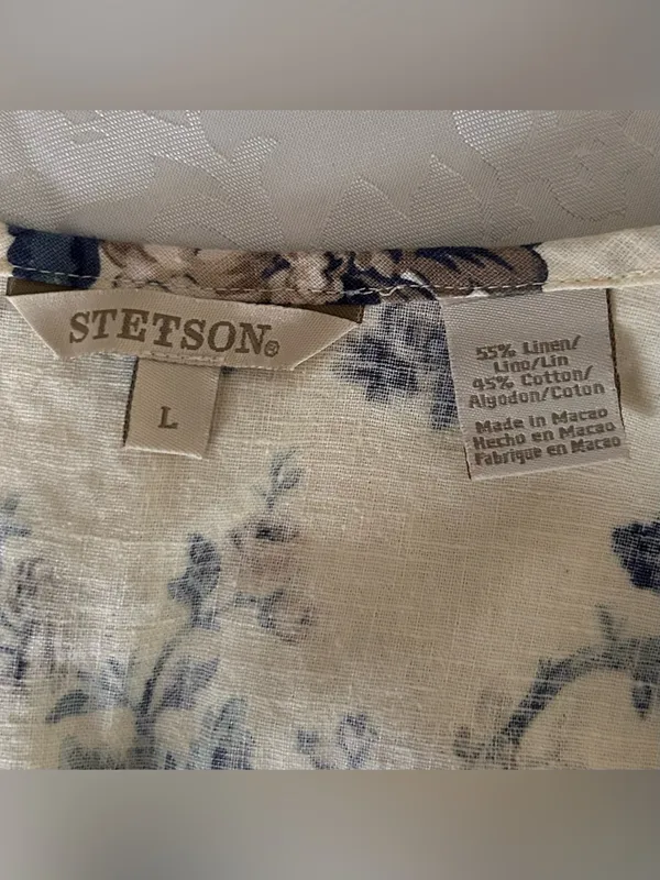 Stetson Floral Linen Top | Size: L - Image 4