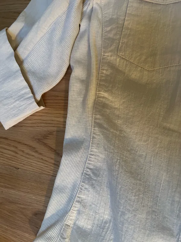 Casual work shirt 3/4 sleeves button down Tan - Image 5