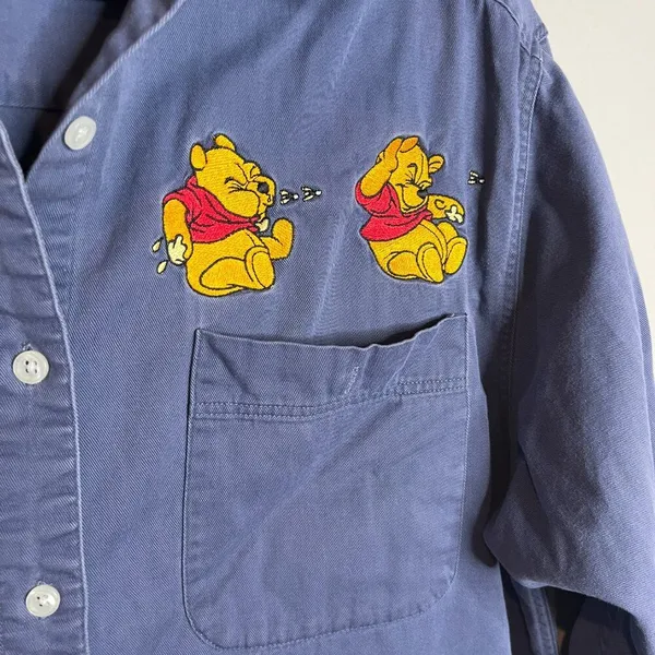 Vintage Disney Winnie the Pooh blue button down shirt - Image 2
