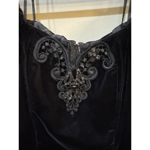 Jessica McClintock Gunne Sax Black Velvet Cocktail Dress Size 5/6 - Image 4
