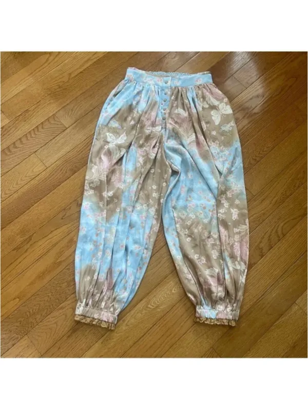 FREE PEOPLE Intimately Night Special Printed Pants Harem pants Embroidered Sz S - Image 4