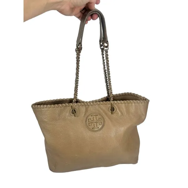 Tory Burch Marion Tote, cognac color, whipstitch leather - preloved but lots of - Image 5