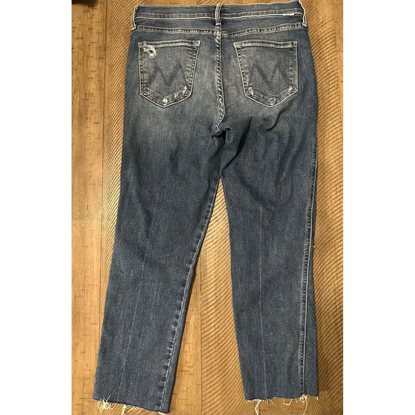 MOTHER Denim The Dazzler Ankle Fray Jeans – Distressed Medium Wash (Size 27) - Image 2