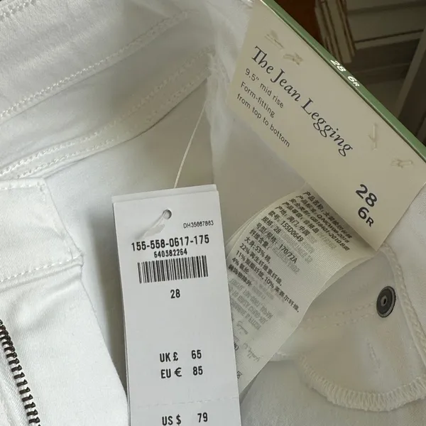 Abercrombie & Fitch The Jean Legging‎ Mid Rise White Skinny Jeans 28 6R NEW - Image 2