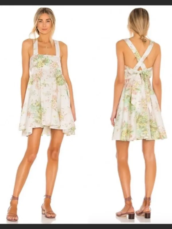 Free People Womens XS Let The Sunshine In Mini Dress Floral Coquette Cottagecore - Image 2