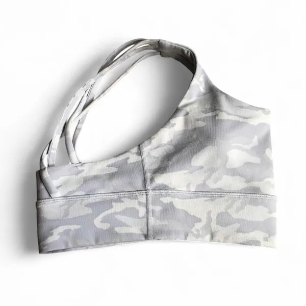 Lululemon ENERGY BRA LONG LINE RIB INCOGNITO CAMO ALPINE WHITE MULTI SZ 6 EUC. - Image 5