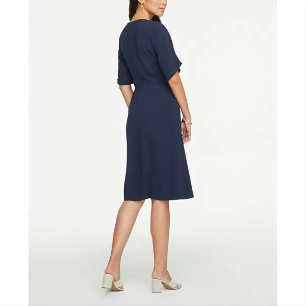 NWT Ann Taylor Navy Cuffed Wrap V-neck Dress - Image 2