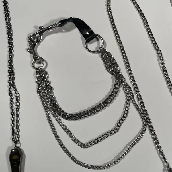 VINTAGE LOT OF Goth Collar Necklace Black Chain Choker Punk Emo Coffin Hot Topic - Image 2