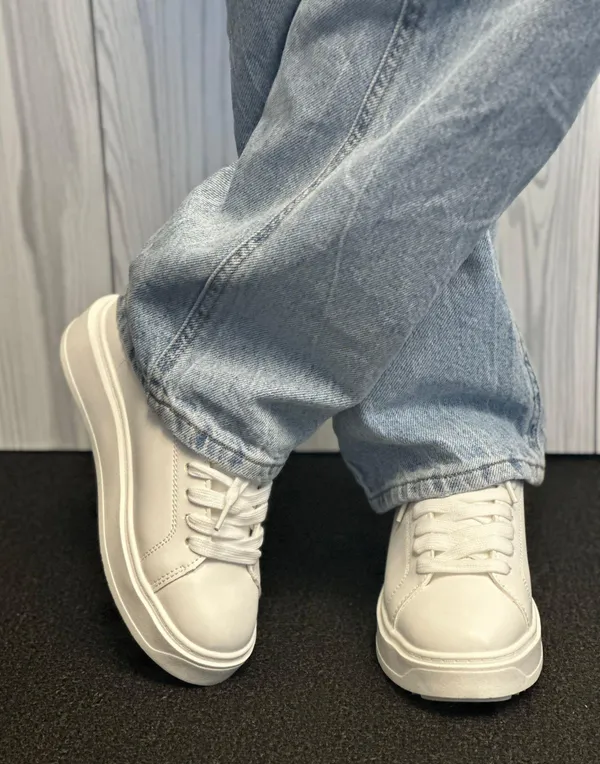 Soda White Vegan Leather Sneakers - Image 4