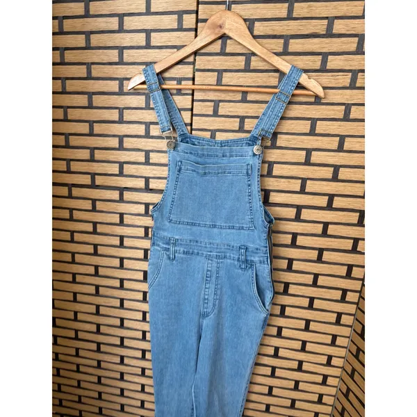 MuMu Blue Denim Flared Leg‎ Overalls Size Small - Image 3