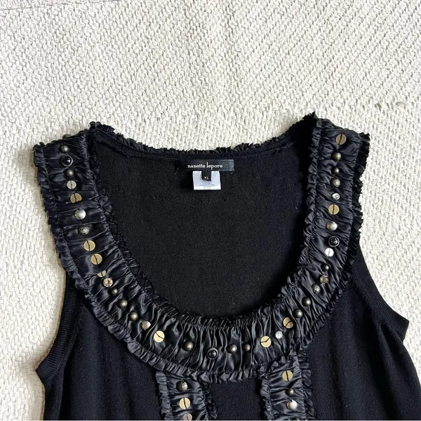 Nanette Lepore Cara Mia Wool & Silk Embellished Knit Mini Dress - Image 3