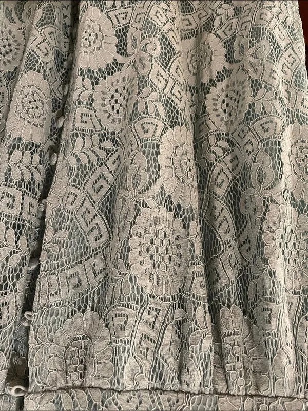 By The River Light Green Lace MaxiDress with Puff Sleeves - Image 2