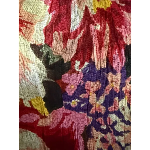 Vintage Floral Crinkle Maxi Dress L boho‎ whimsi dainty beach Brown Sleeveless - Image 5