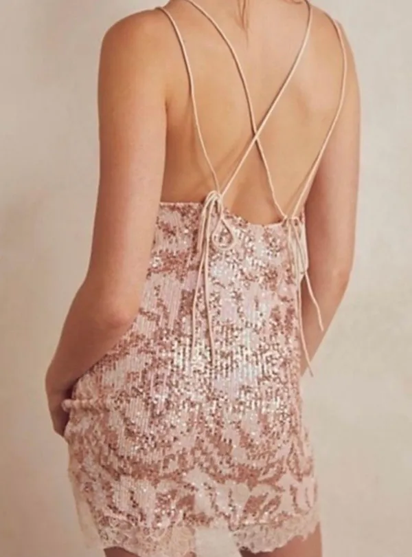 Free People Rise & Shine Lace Sequins Dress - Image 2