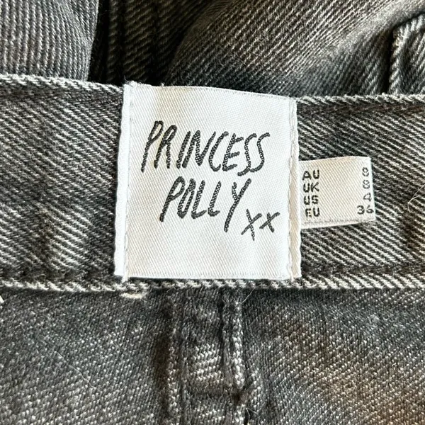 Princess‎ Polly Black Cross Waist Raw Hem Denim Jeans Size 4 - Image 6