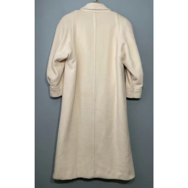 Worumbo Size 8 Ivory Wool Trench Pea Coat Double Breasted Union Made Old Money - Image 6