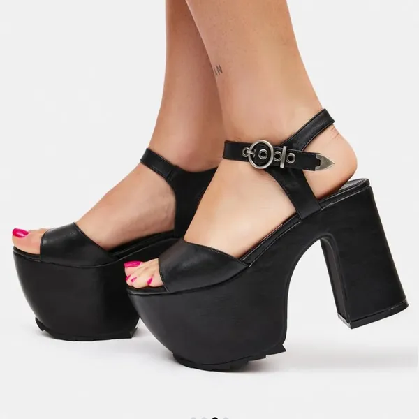 Dolls Kill LAMODA BLACK “WORK THAT” PLATFORM HEELS - Image 2