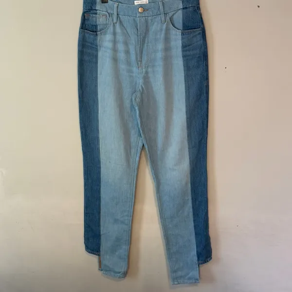 Good American Good Boy Two-Tone Step Hem High Waist Boyfriend Jeans 8/29 - Image 2