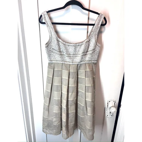 Gold Sequin Mini Dress Fairy Coquette Carmen Marc Valvo Size 4 Y2K - Image 2