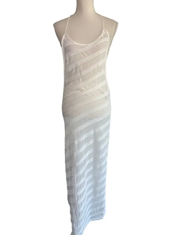 Jaded London Knit Maxi Dress in White Noir Small New Womens Long - Image 4