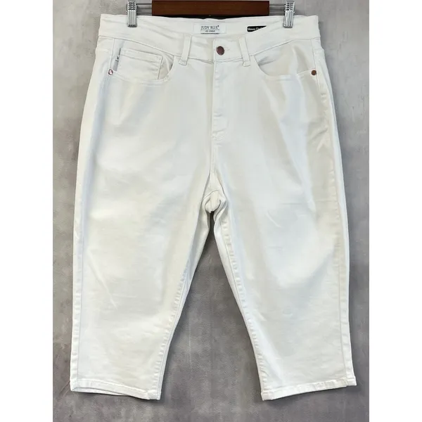 Judy Blue Skinny Fit Capri Jeans Women 14W White Stretch Coastal Preppy Minimal‎ - Image 12