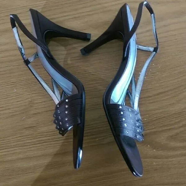 Alfani Dark Brown Heels with Diamante Detail Slingback Heels - Size 7.5M - Image 3