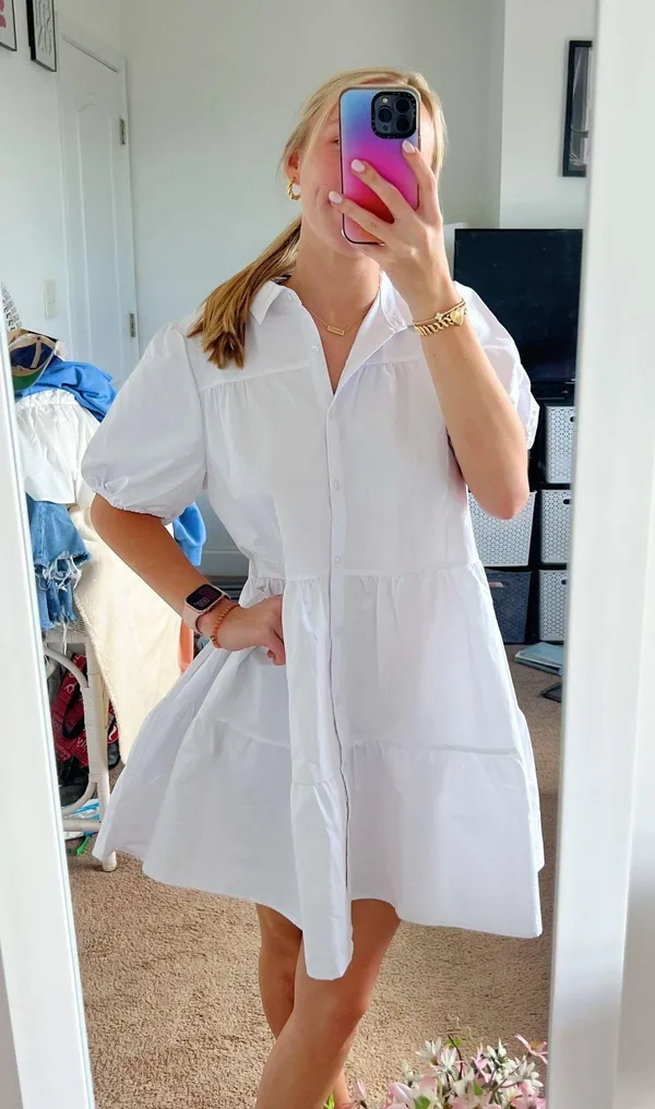 Revolve White Puff Sleeve dress - Image 3