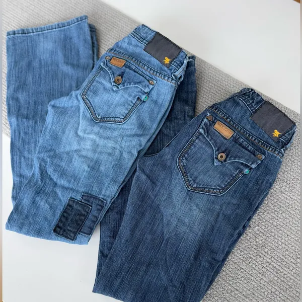 Set/2 MEK Denim Keros Skinny Super Bell Low Rise Flare Jeans Patchwork Dk Rinse - Image 3