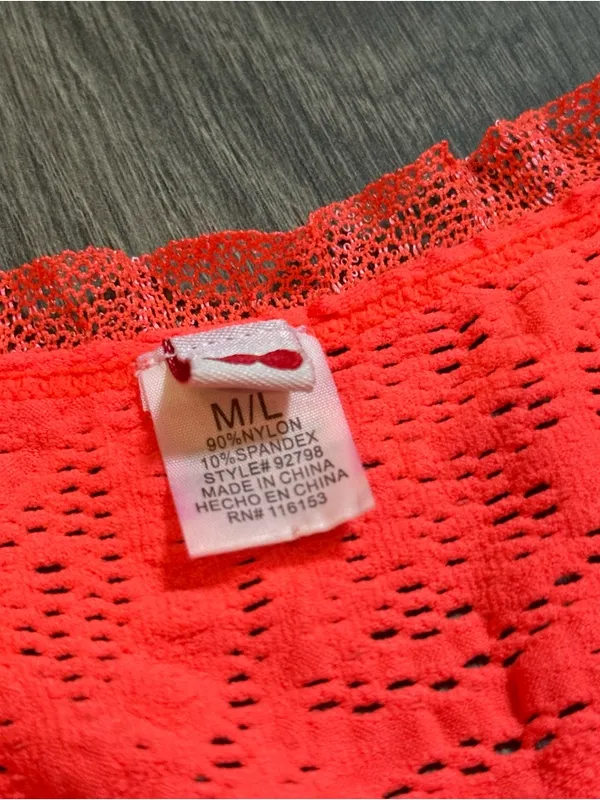 Y2K 2000s Neon Orange Stretchy Lace Trim Tank Top M/L Rave Clubwear Jersey Shore - Image 6