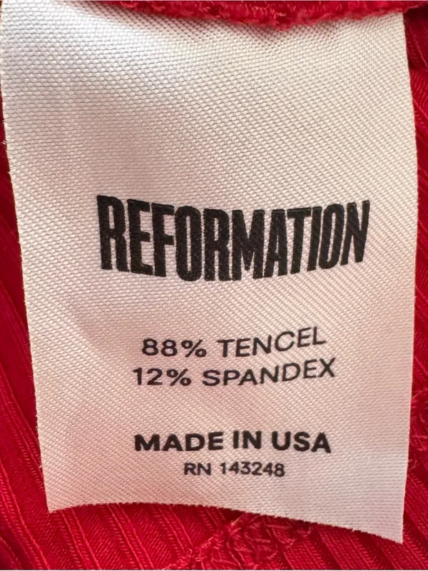 Reformation Carla red ribbed Sleeveless Square-Neck Tank Top, size S Made in USA - Image 5