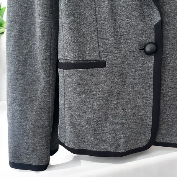 Express Ponte Stretch Knit Academy Blazer with Piped Trim - Image 9