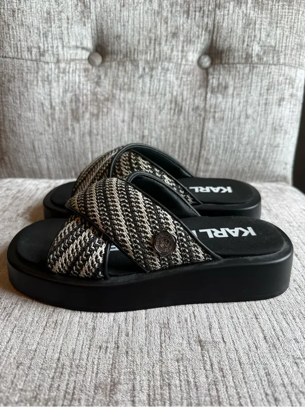 Karl Lagerfeld Paris Ophelia woven slip on platform sandals - Image 2