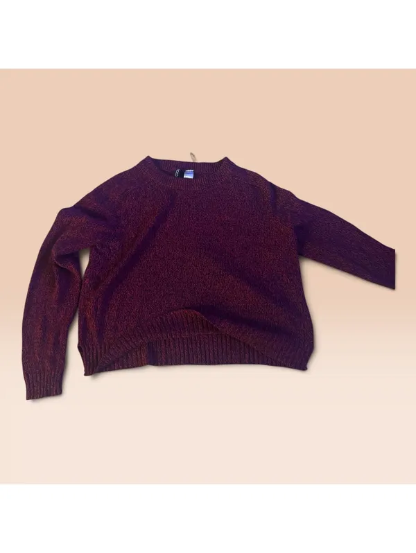 Divided by H&M Burgundy Knit Sweater, Size Small - Image 3