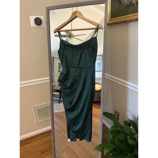 HTZMO Women's Dress Small Dark Green Sateen Cocktail Party - Image 3