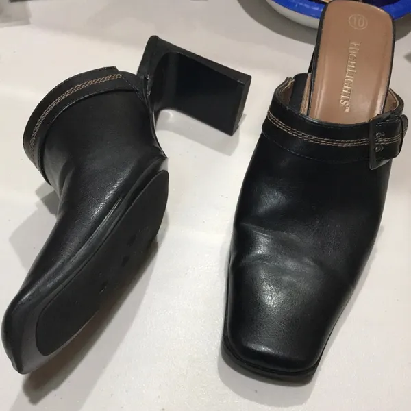 Vintage Highlights square toe mules size 10 brown Y2k office - Image 2