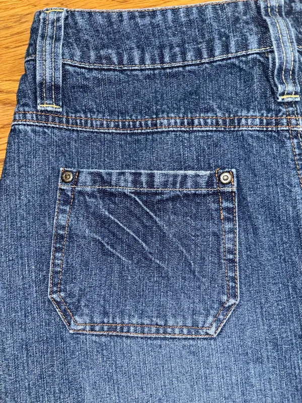 Cato Long Denim Skirt Women’s Size 6 Dark Wash Distressed Raw Hem Fringe Slit - Image 9