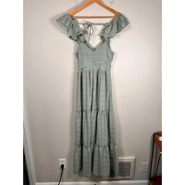 Altar'd State Anna Maxi Dress Womens Small Sage Green Ruffle Tiered DYDW3908PL-E - Image 4