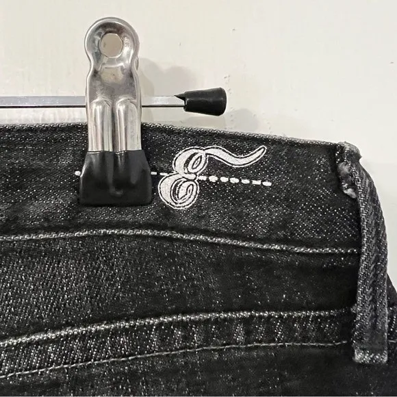 Earnest Sewn Harlan Crop Distressed Slim Straight Jeans Black Size‎ 28 - Image 14